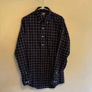 Lands' End Men's Navy Plaid Button Down Shirt